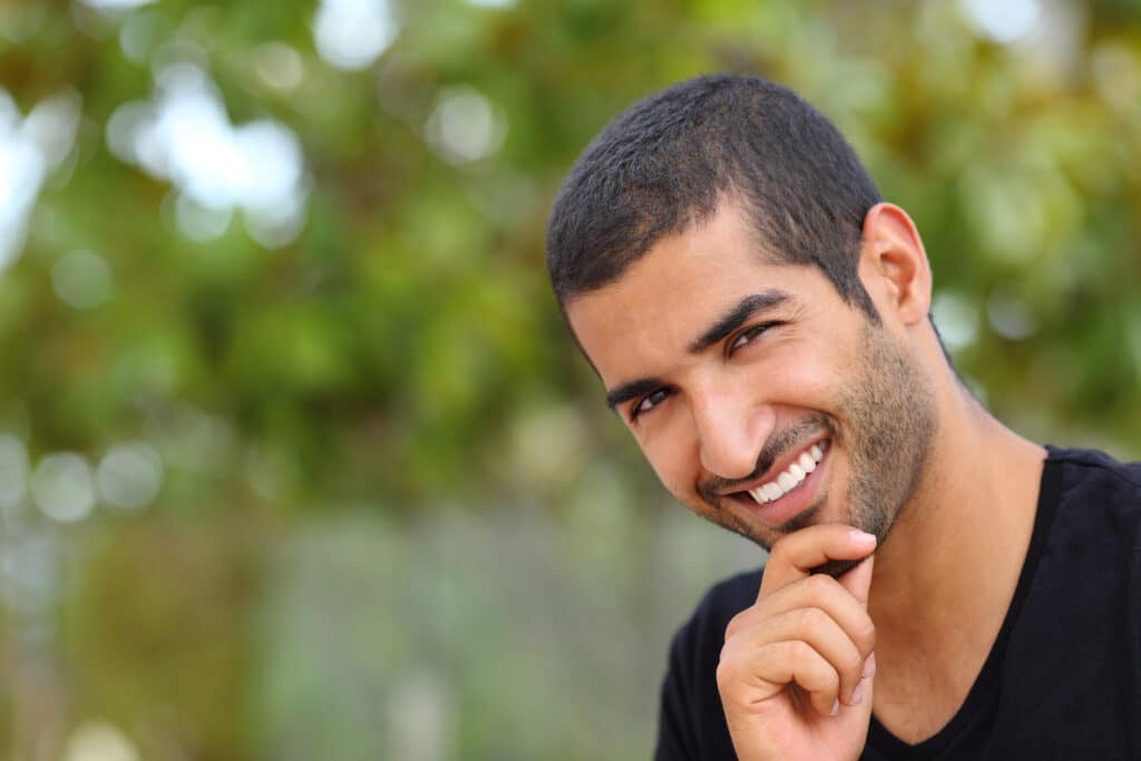 Portrait,Of,A,Handsome,Arab,Man,Face,Outdoors,In,A