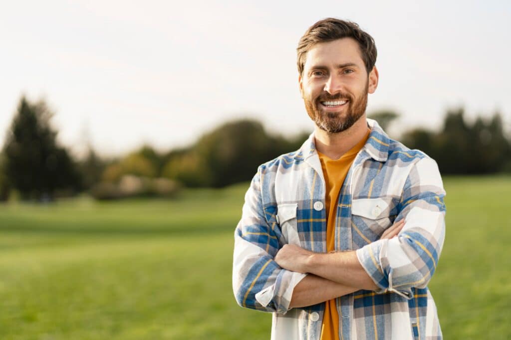 Portrait,Of,Smiling,Handsome,Middle,Aged,Man,Farmer,Wearing,S