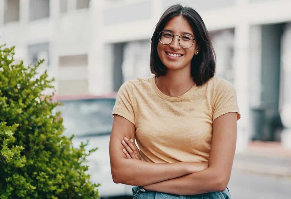 Confident,,Girl,And,Portrait,With,Glasses,Outdoor,For,Eyesight,Or